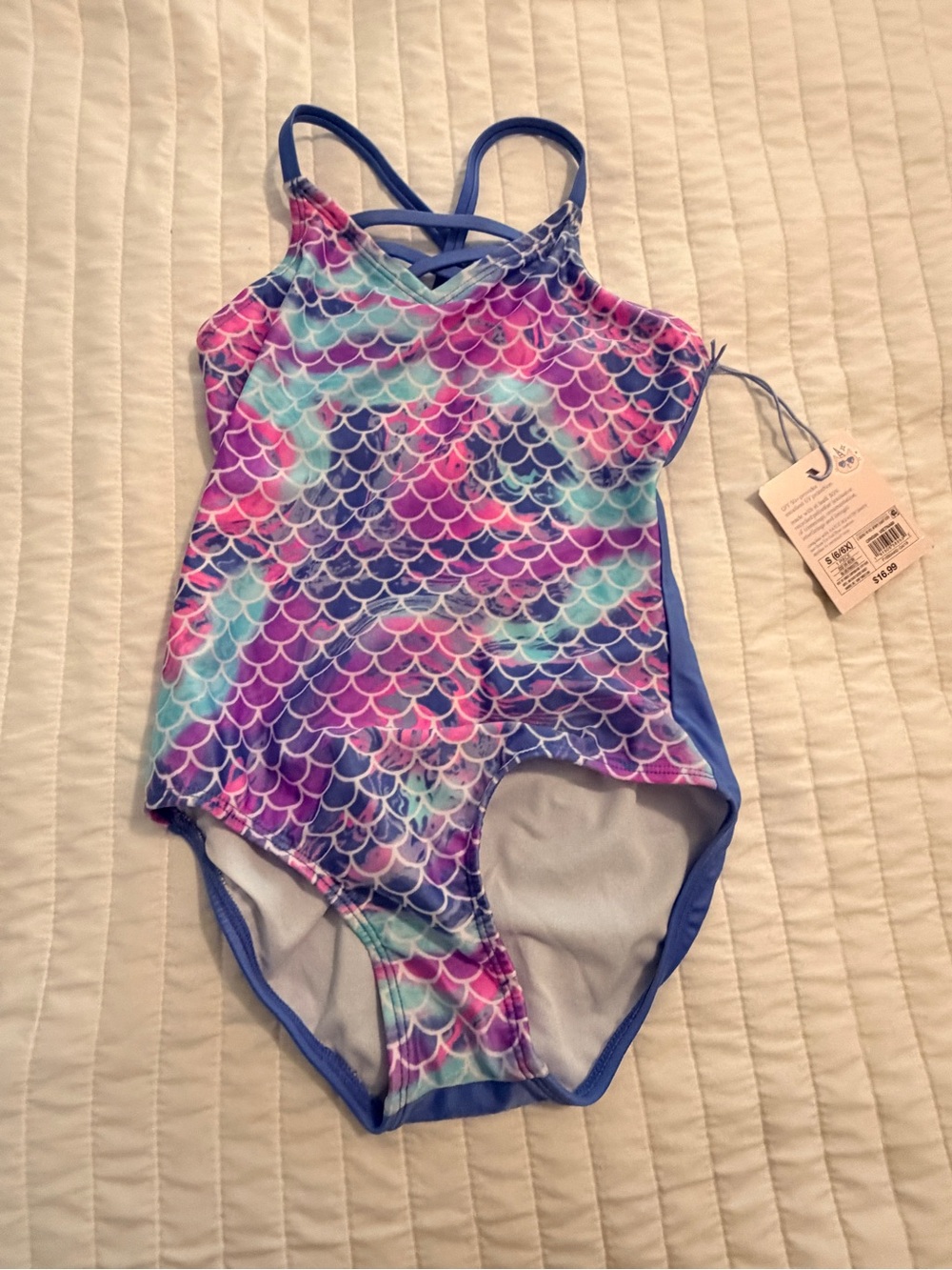 More Than Magic Girls Purple Pink Blue Mermaid Scale One-Piece Swimsuit
